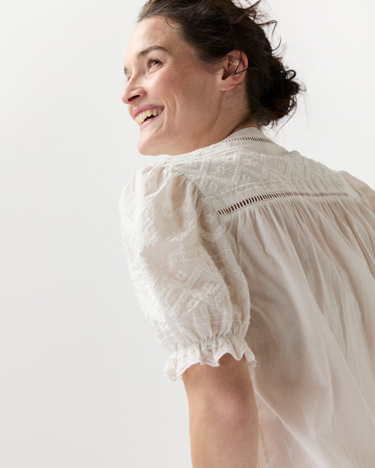 Leonie Blouse in White Embroidered Eyelet