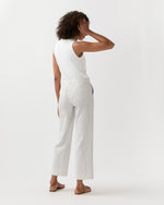 Load image into Gallery viewer, Frankie Cropped Pant in Ivory/Blue Crinkled Stripe
