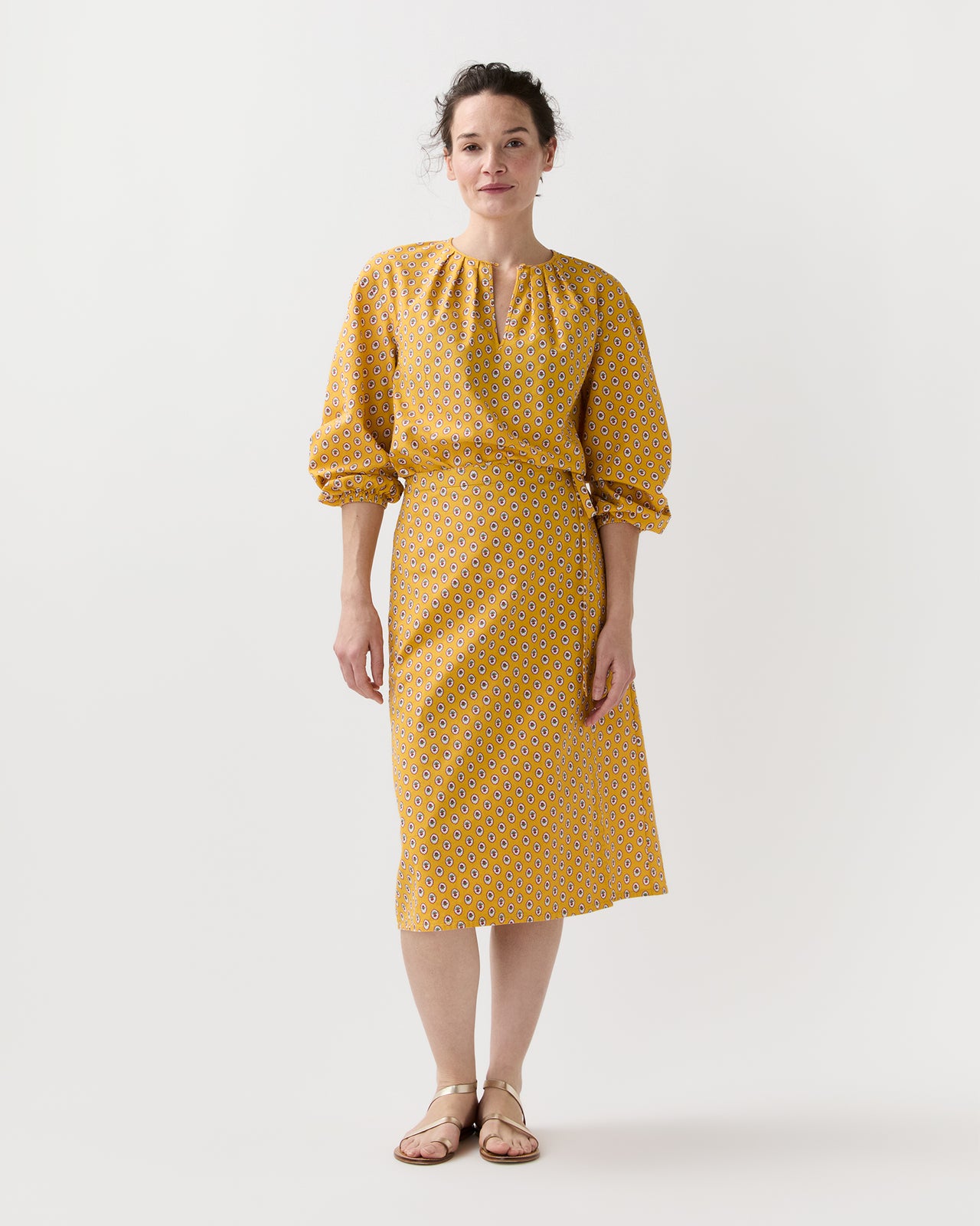 Alma Blouse in Yellow Provençal Rustic Poplin