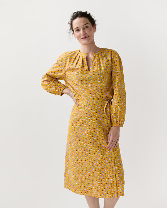 Adley Wrap Skirt in Yellow Provençal Rustic Poplin