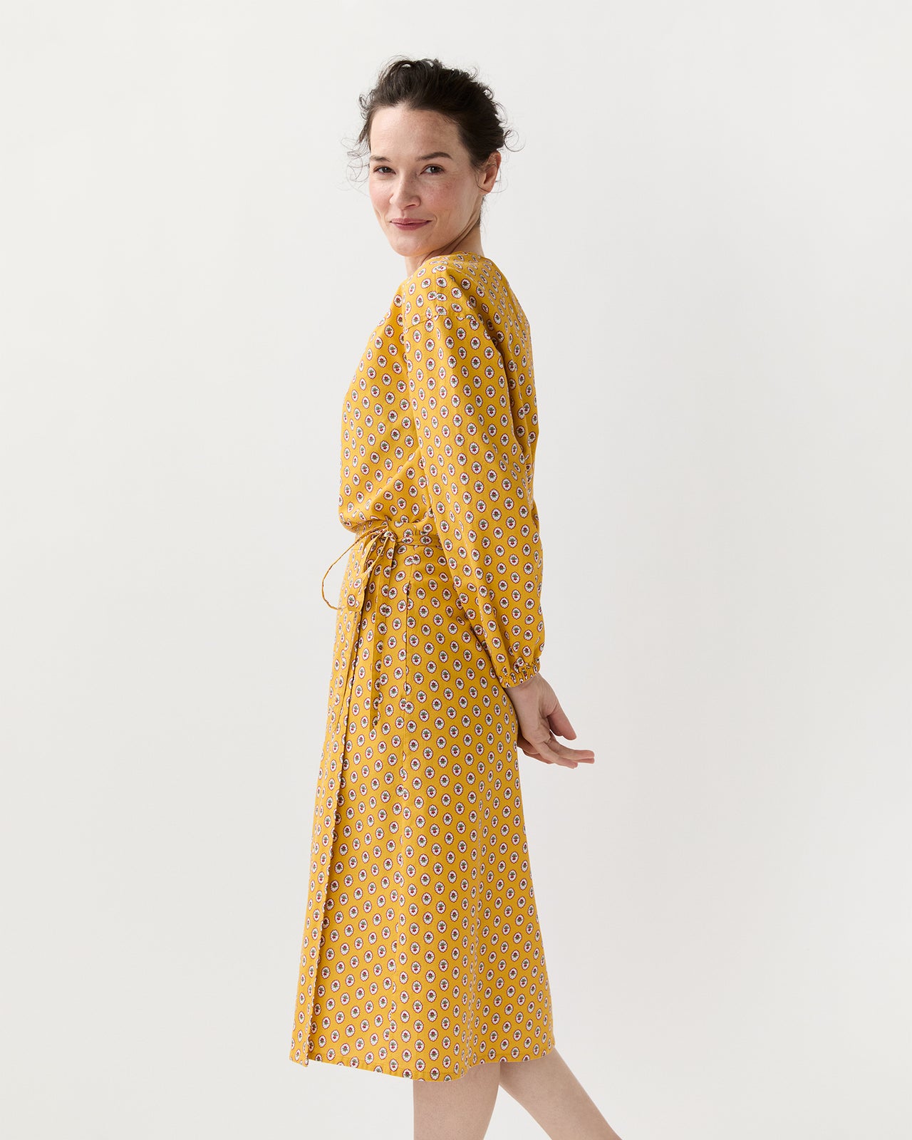 Adley Wrap Skirt in Yellow Provençal Rustic Poplin