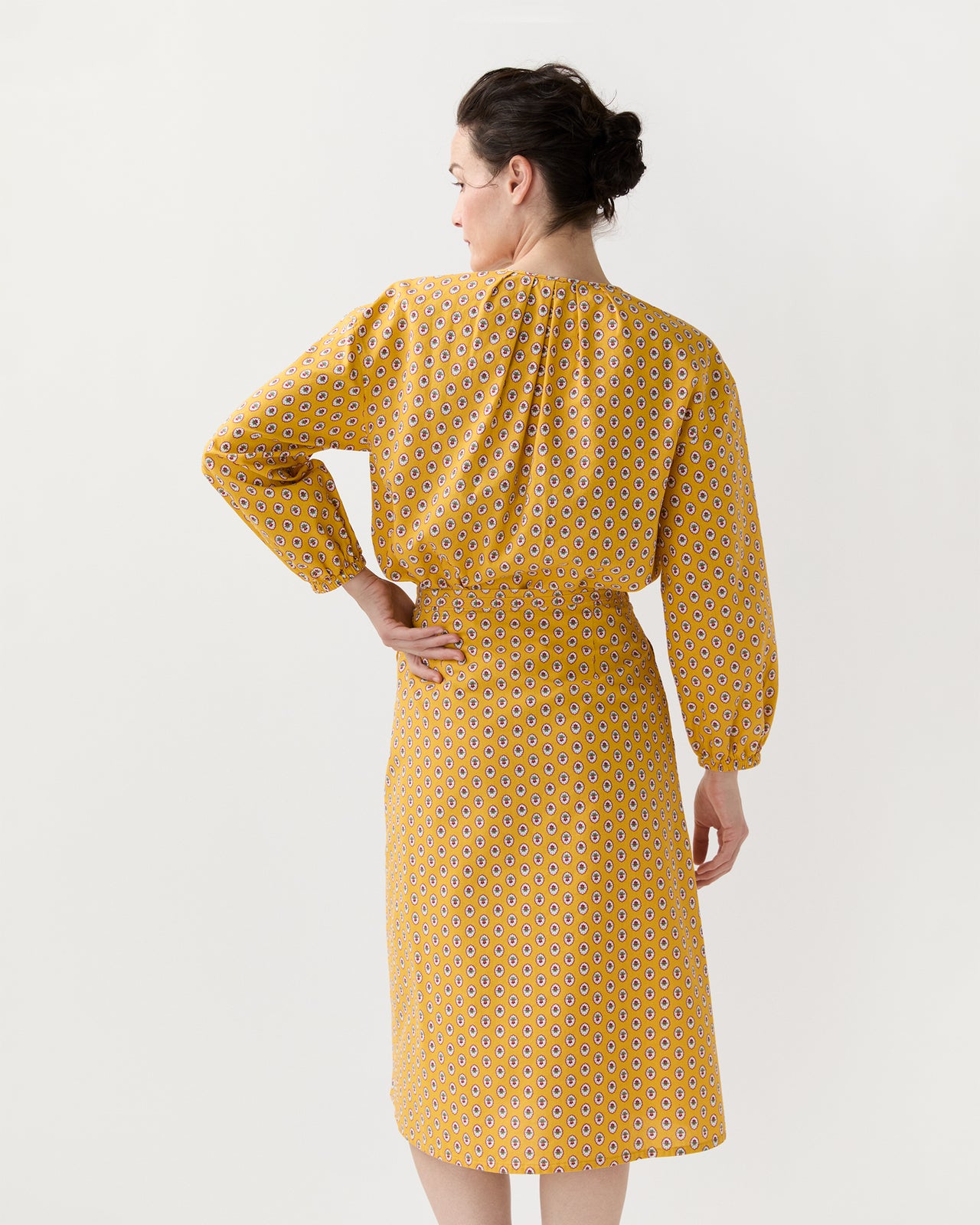 Adley Wrap Skirt in Yellow Provençal Rustic Poplin
