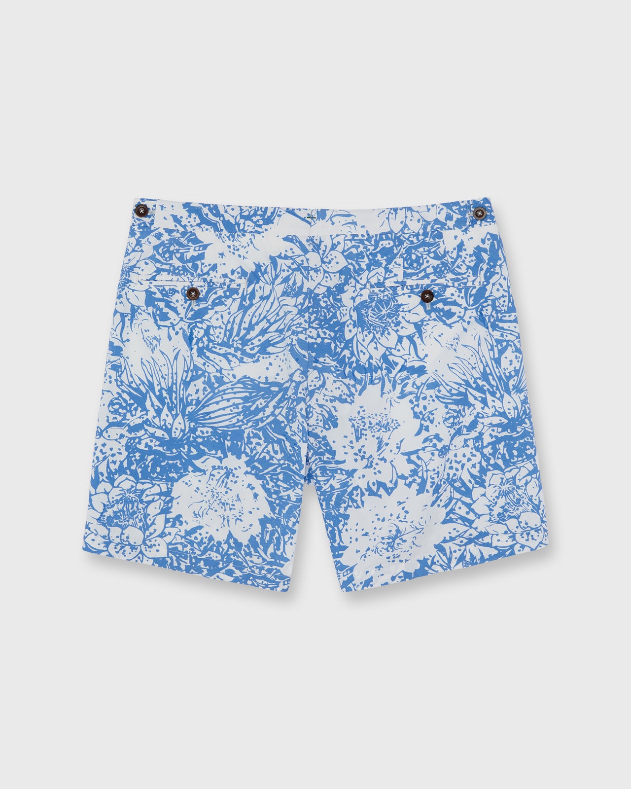 Side-Tab Sport Short in Blue Bahamian Hand Printed Cotton