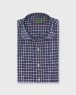 Load image into Gallery viewer, Spread Collar Sport Shirt in Navy/Bone/Khaki Windowpane Linen

