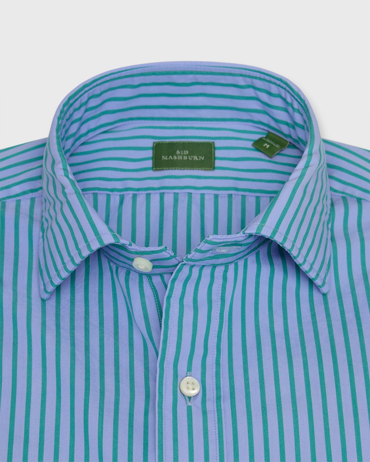 Spread Collar Sport Shirt in Sky/Teal Stripe Poplin