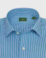 Load image into Gallery viewer, Spread Collar Sport Shirt in Sky/Teal Stripe Poplin

