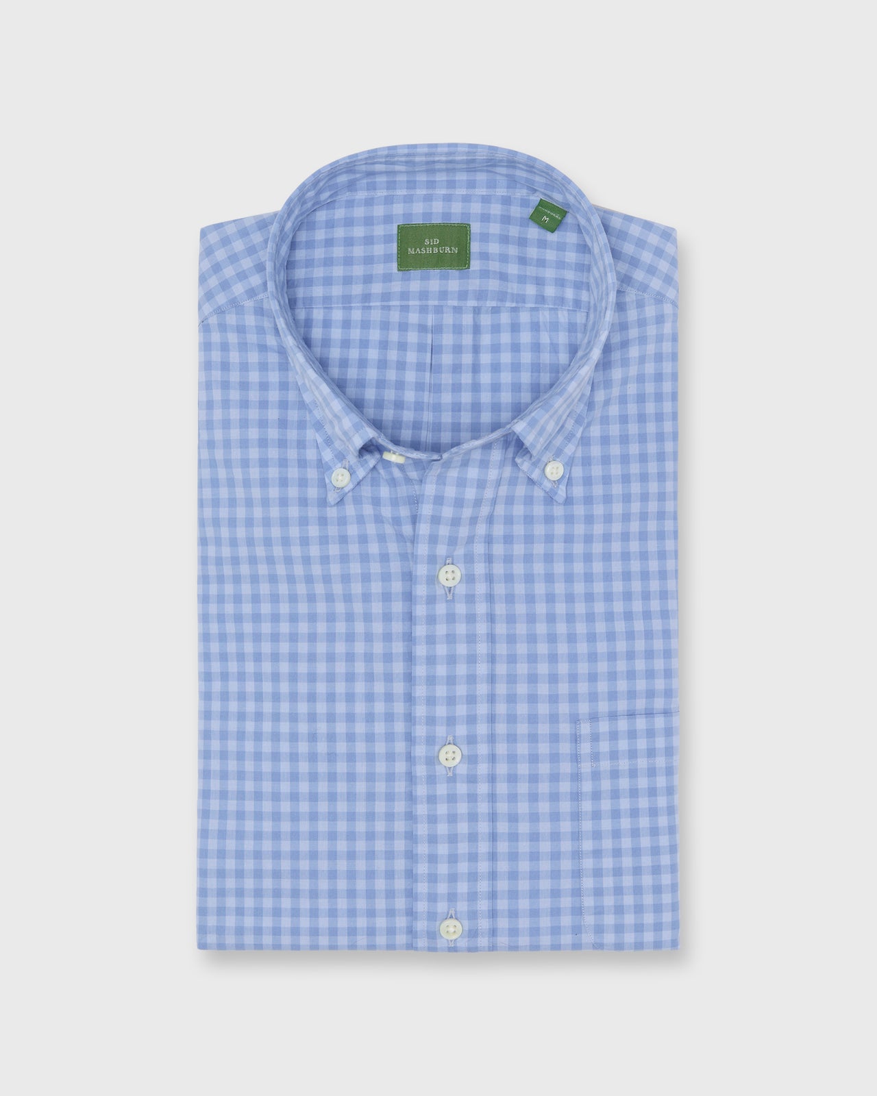 Button-Down Sport Shirt in Blue/Sky Gingham Poplin