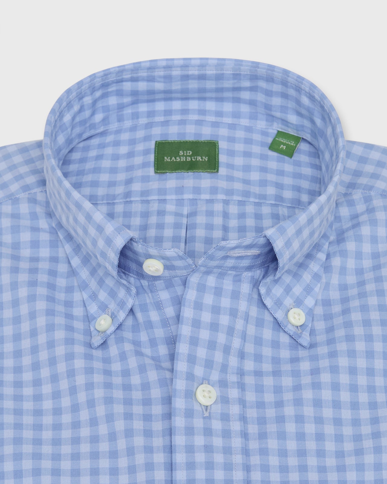Button-Down Sport Shirt in Blue/Sky Gingham Poplin