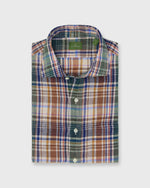 Load image into Gallery viewer, Otto Handmade Sport Shirt in Brown/Blue/Lavender Plaid Linen
