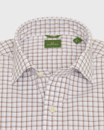 Load image into Gallery viewer, Slim-Fit Spread Collar Sport Shirt in Brown/Sky/Pink Windowpane Poplin
