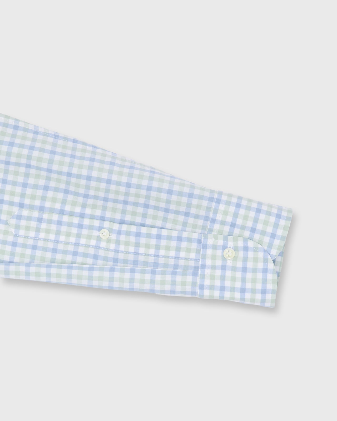 Otto Handmade Sport Shirt in Blue/Green Gingham Poplin