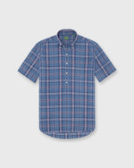 Load image into Gallery viewer, Short-Sleeved Button-Down Popover Sport Shirt in Indigo/Orange/White Madras
