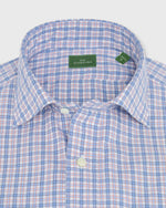 Load image into Gallery viewer, Spread Collar Sport Shirt in Blue Multi/Orange Check Poplin
