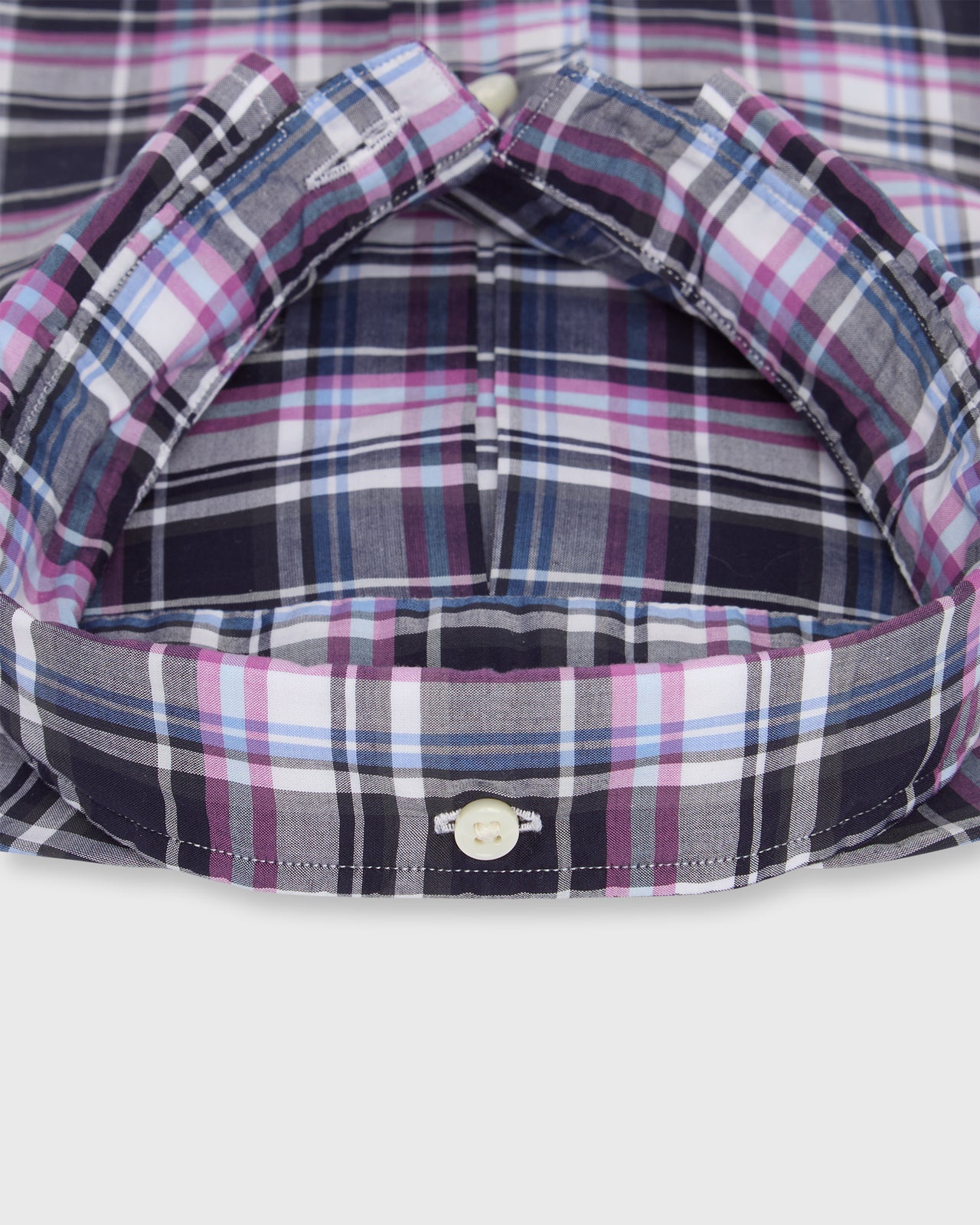 Button-Down Sport Shirt in Navy/Berry/White Plaid Poplin