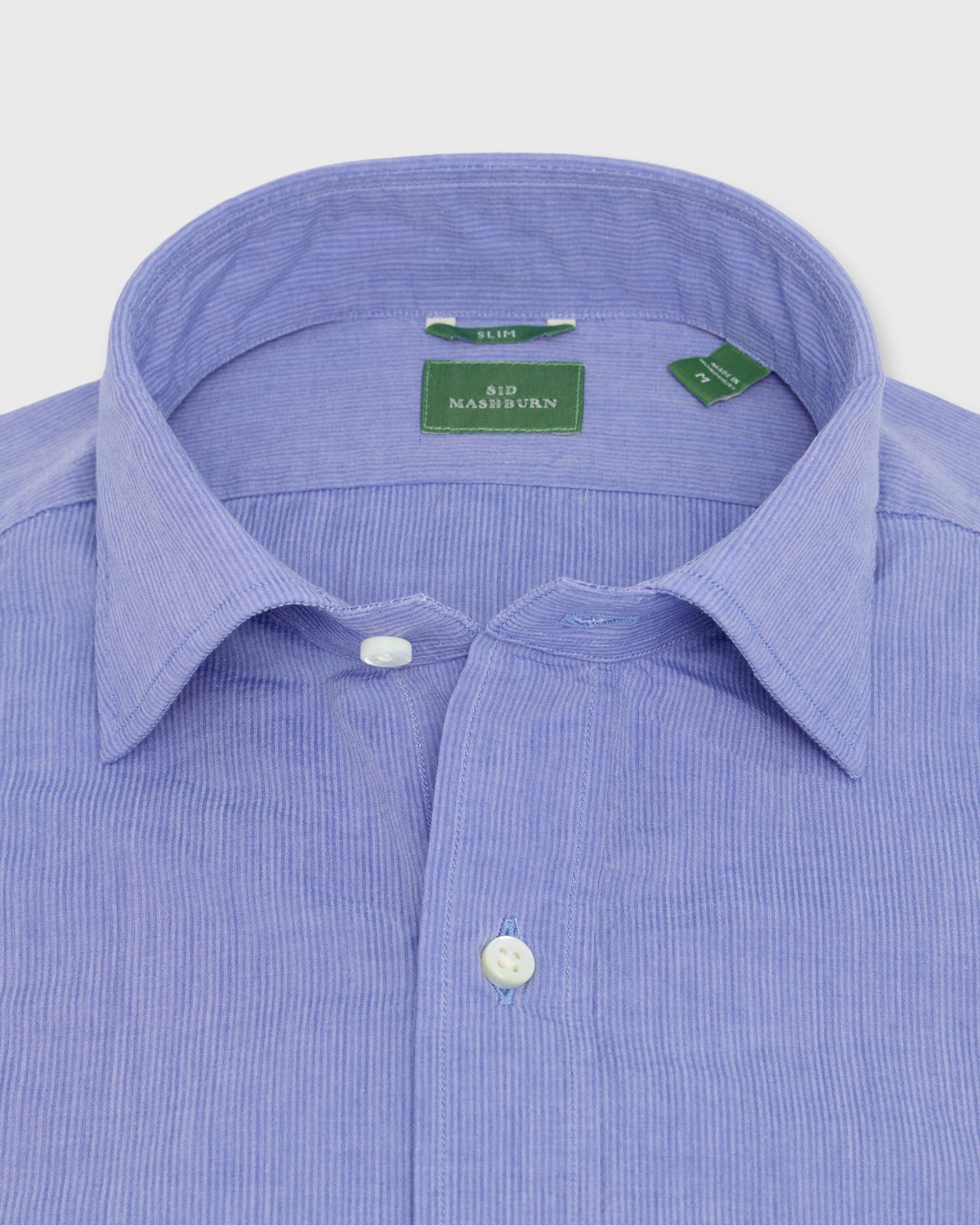 Slim-Fit Spread Collar Sport Shirt in Blue Shadow Stripe Poplin