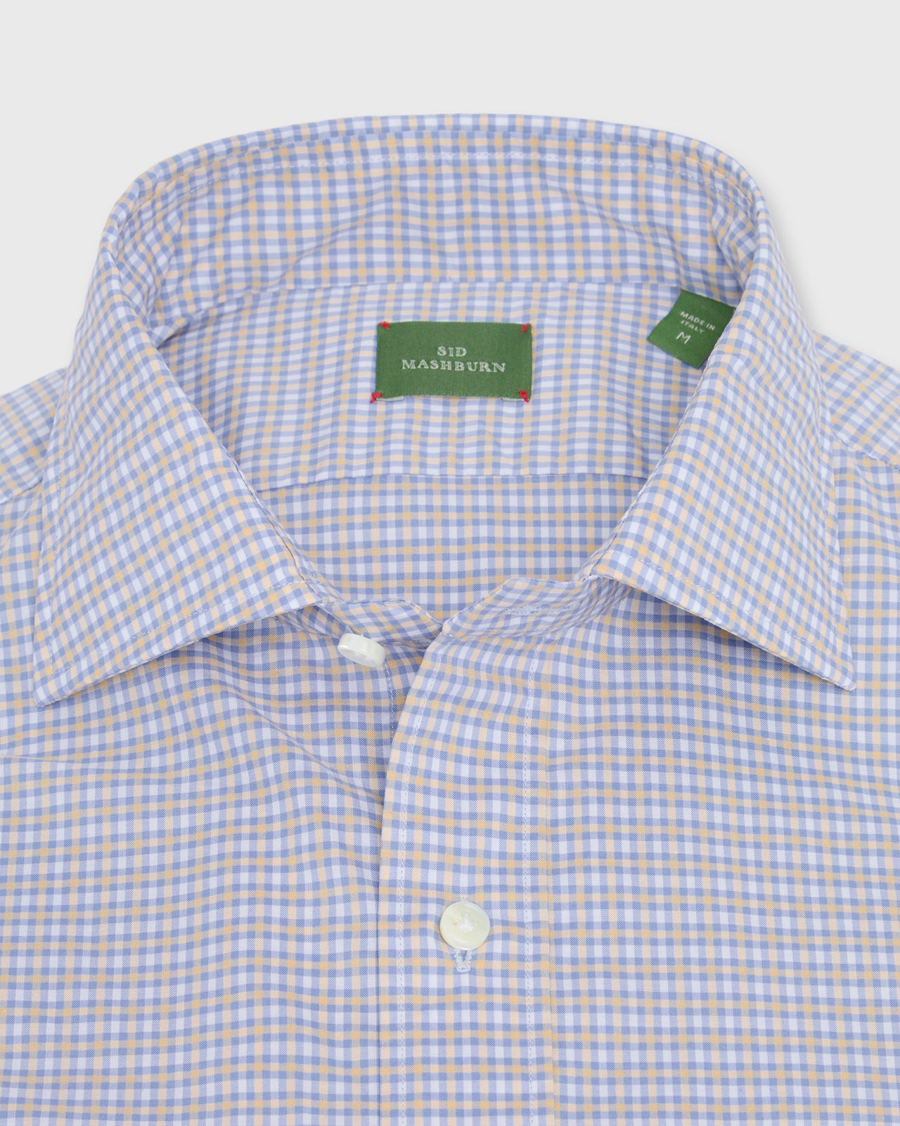 Otto Handmade Sport Shirt in Sky/Peach/White Check Poplin