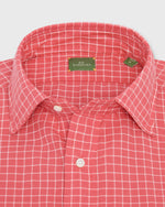 Load image into Gallery viewer, Handmade Spread Collar Sport Shirt in Coral/Bone Windowpane Madras
