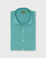 Load image into Gallery viewer, Spread Collar Sport Shirt in Green/Sky/White Check Poplin
