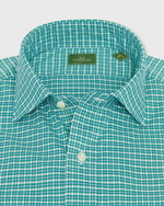 Load image into Gallery viewer, Spread Collar Sport Shirt in Green/Sky/White Check Poplin
