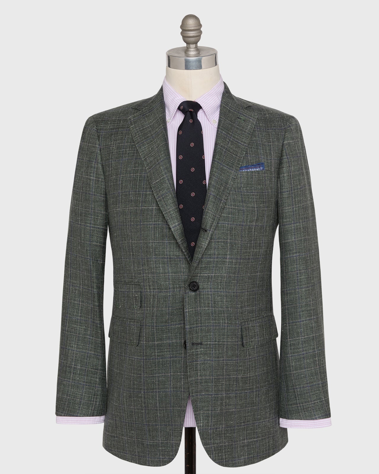 Virgil No. 4 Jacket in Sage/Slate/Flax Plaid Hopsack