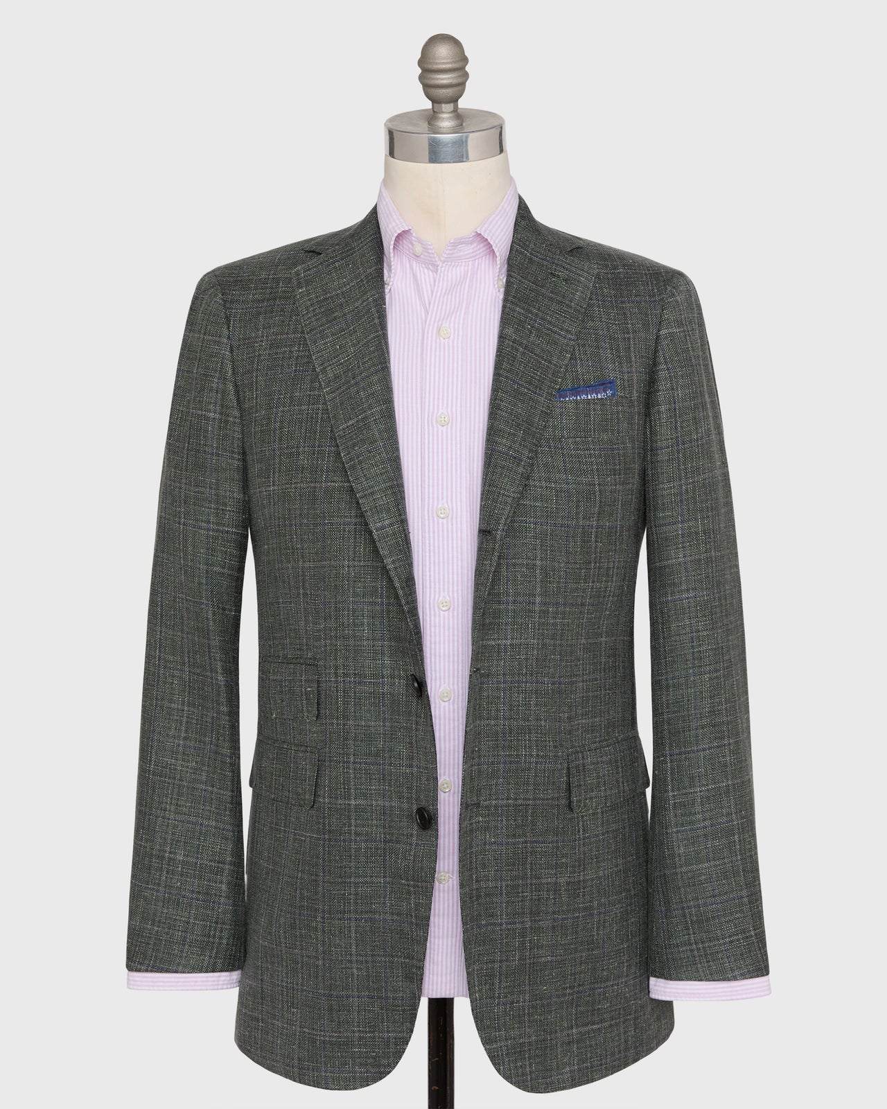 Virgil No. 4 Jacket in Sage/Slate/Flax Plaid Hopsack