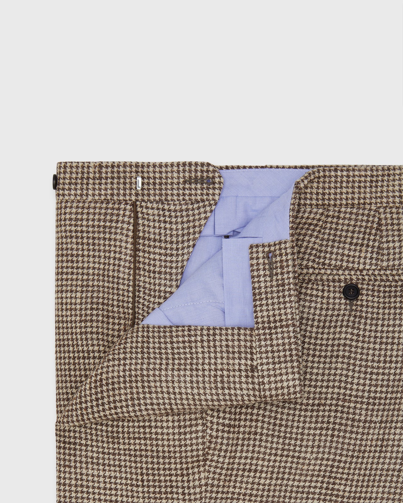Side-Tab Dress Trouser in Chocolate/Oat Houndstooth Hopsack