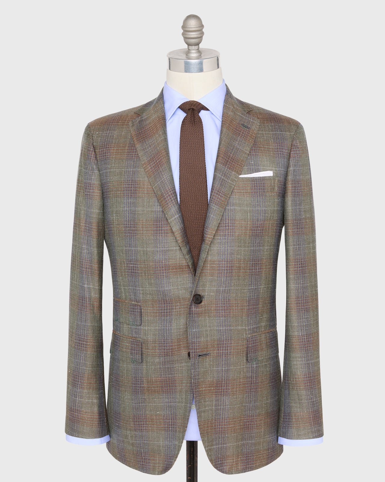 Virgil No. 4 Jacket in Olive/Blue/Brown Plaid Twill