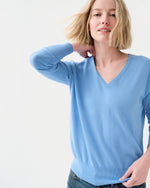 Load image into Gallery viewer, Kate V-Neck Sweater in French Blue Escorial Wool
