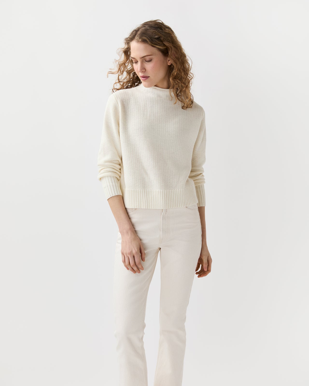 Stevie Beach Sweater in Ivory Cotton/Linen