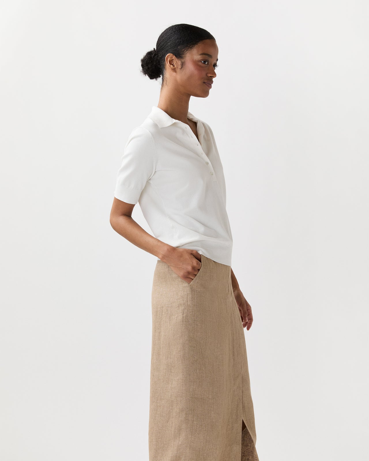 Tasha Polo in Chalk Ice Cotton