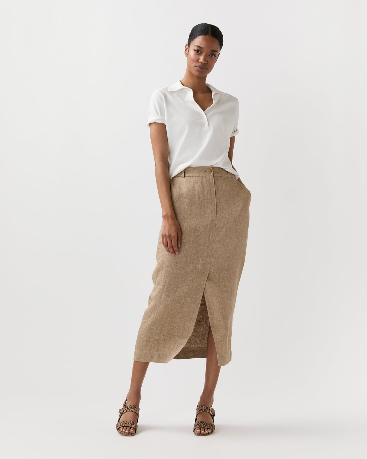 Tyler Skirt in Flax Linen Twill