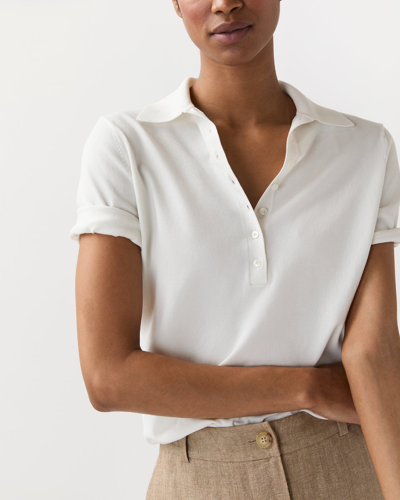 Tasha Polo in Chalk Ice Cotton