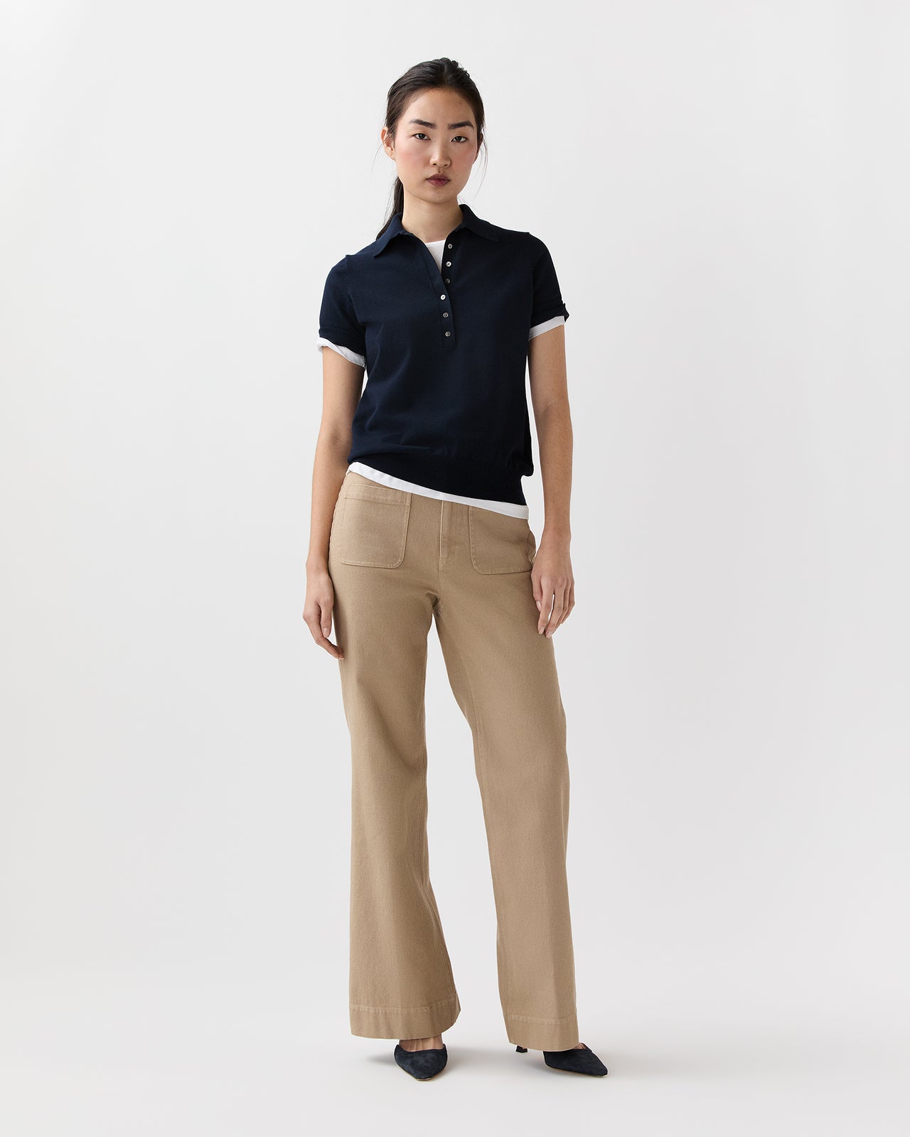 Tasha Polo in Navy Ice Cotton