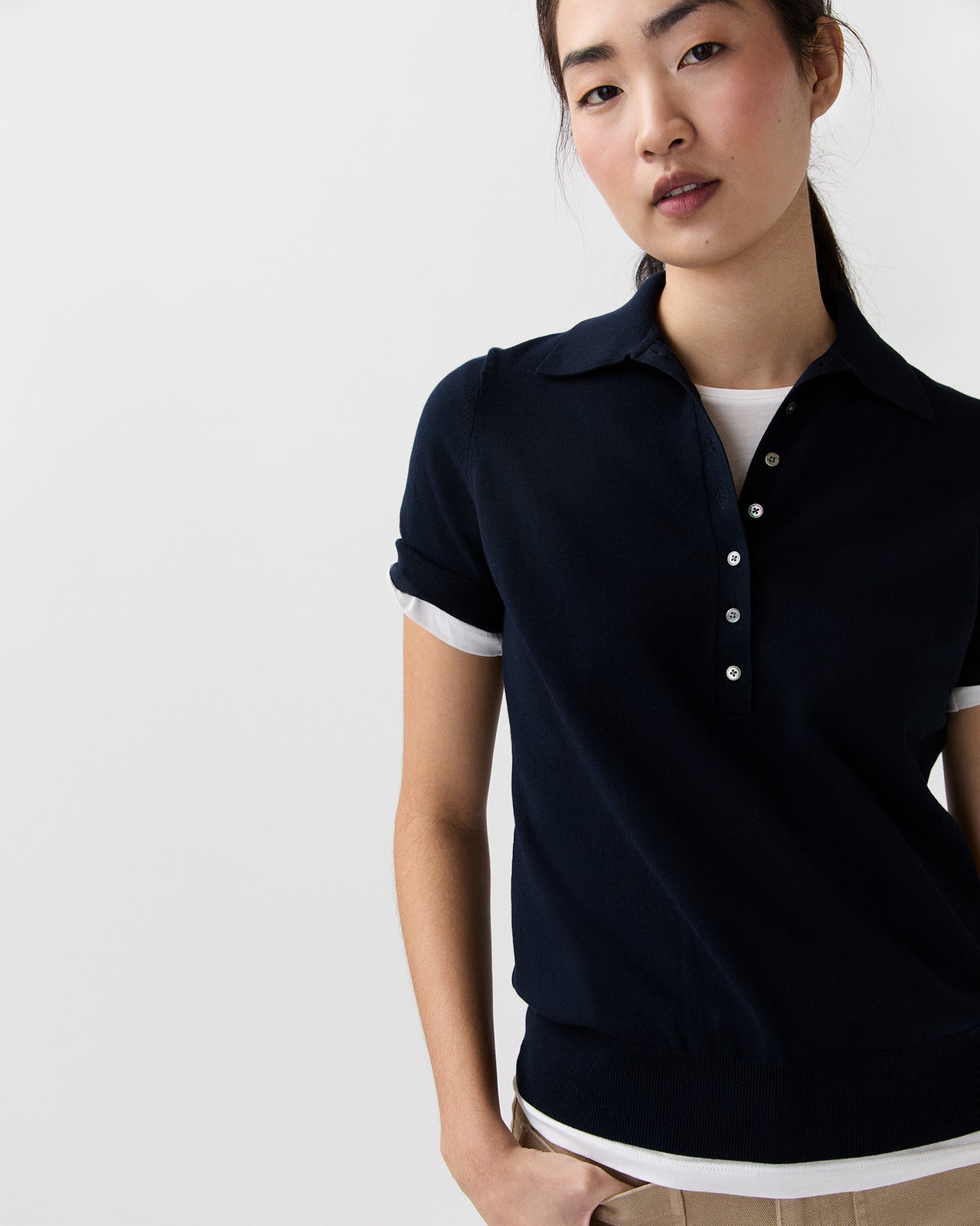 Tasha Polo in Navy Ice Cotton