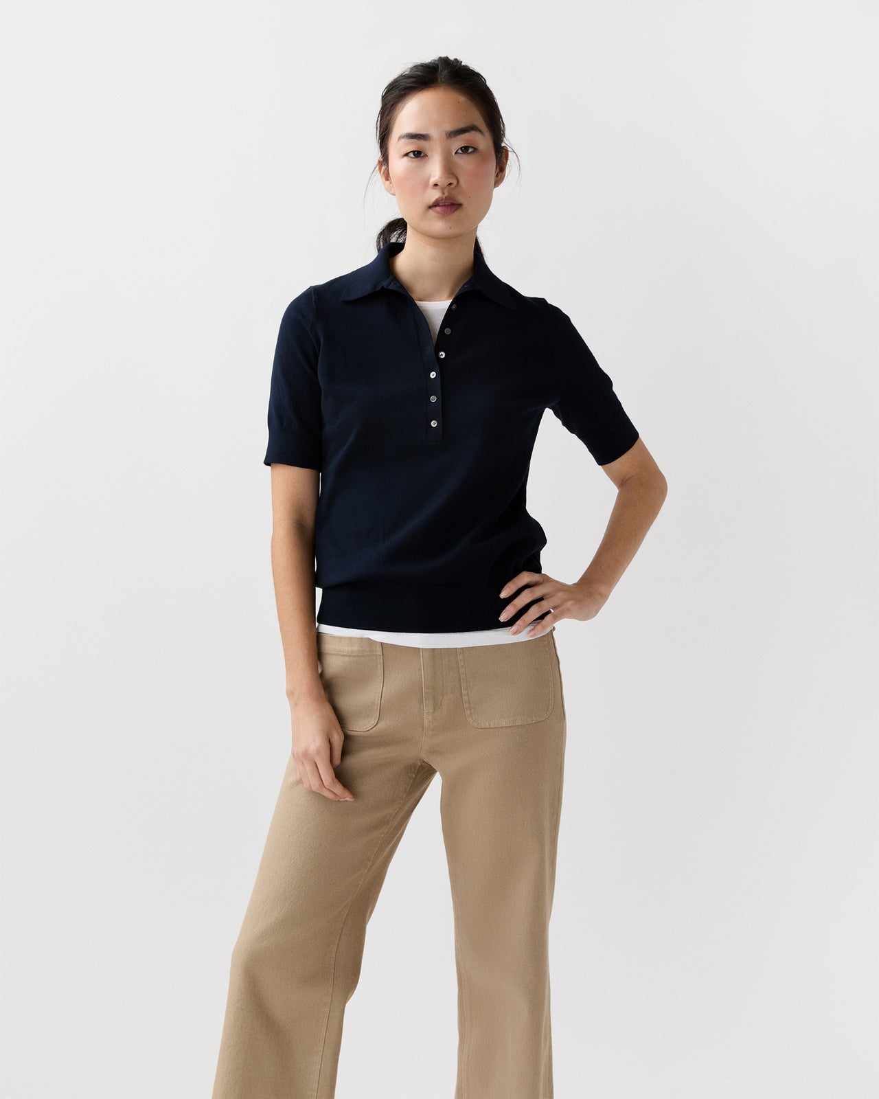 Tasha Polo in Navy Ice Cotton