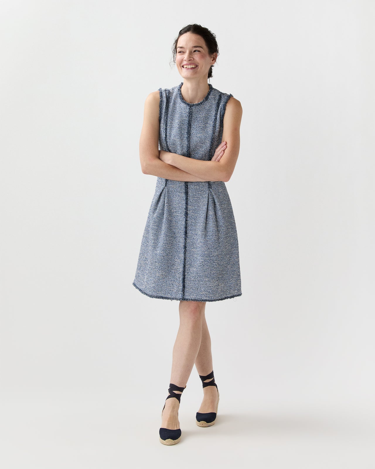 Blythe Dress in Blue/Multi Bouclé Knit