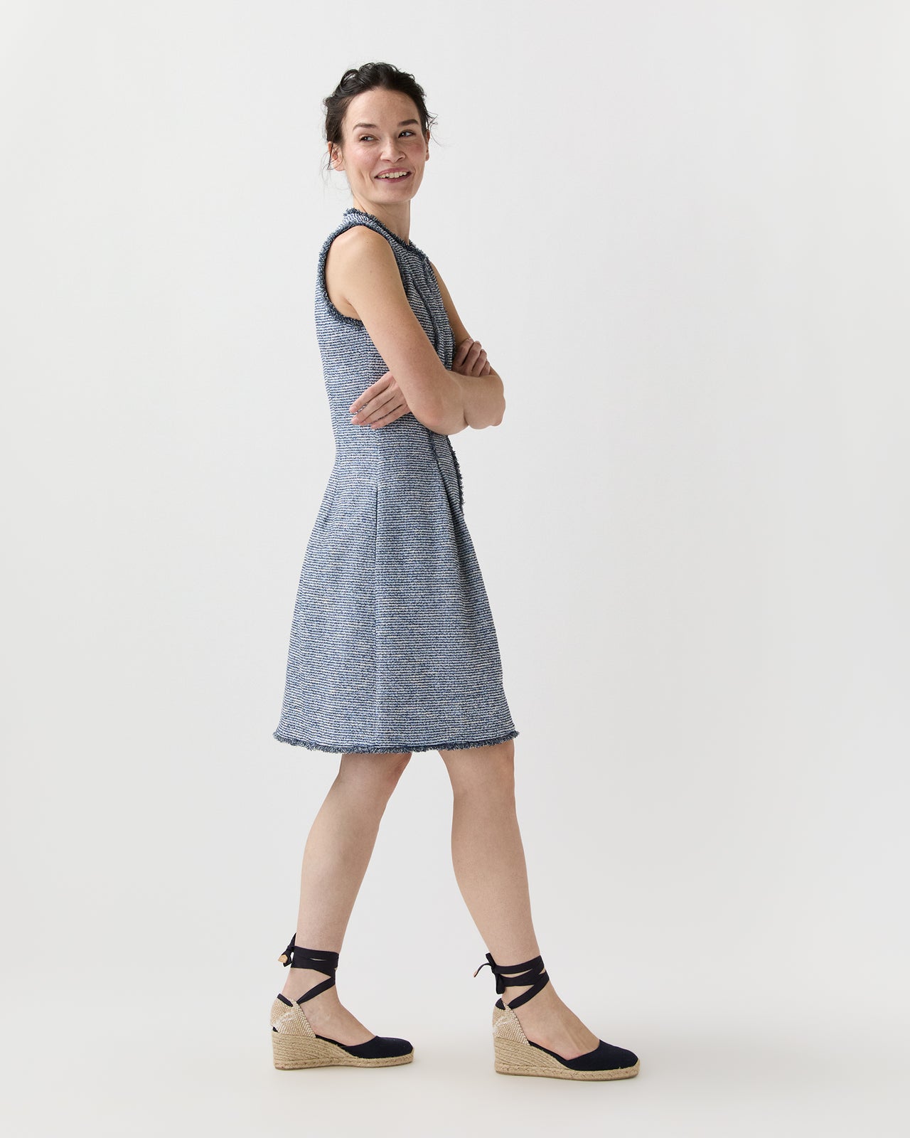 Blythe Dress in Blue/Multi Bouclé Knit