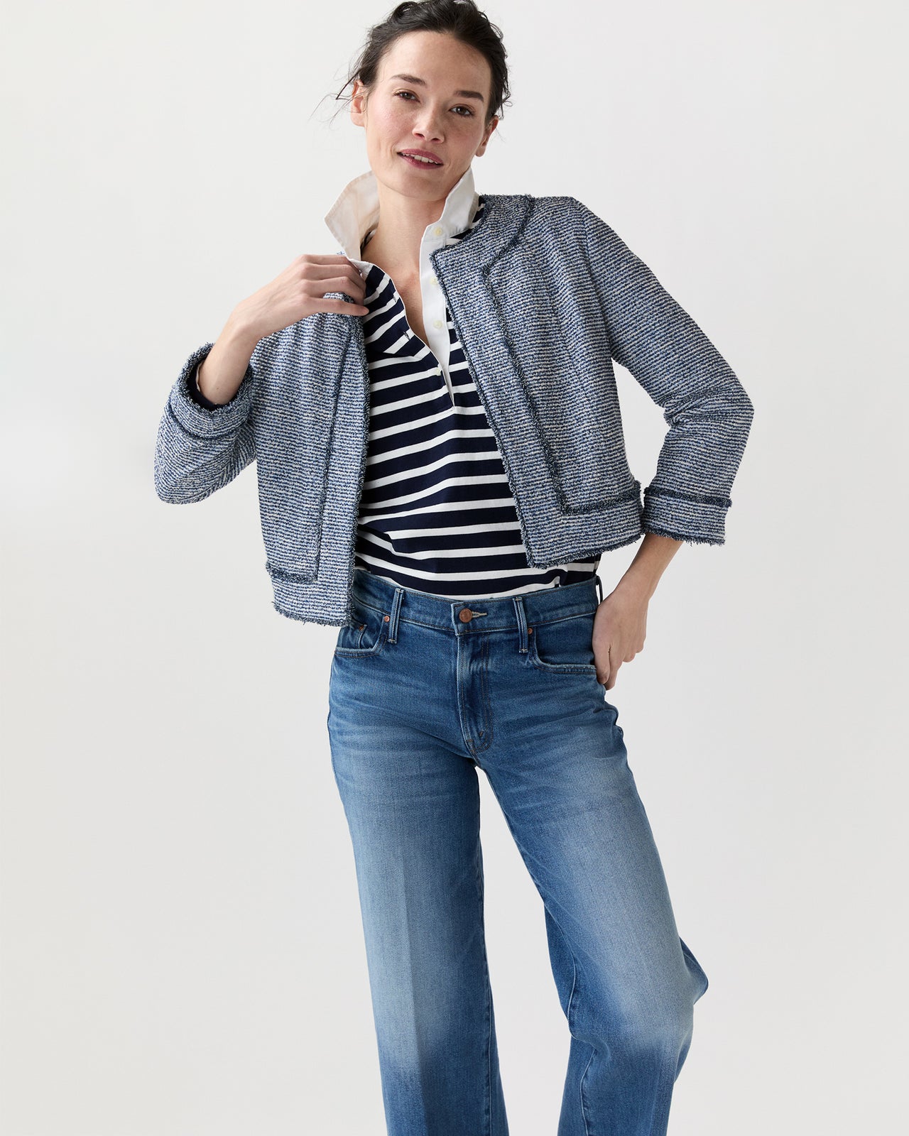 Kitsy Jacket in Blue/Multi Bouclé Knit