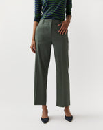 Load image into Gallery viewer, Frankie Cropped Pant in Olive Stretch Cotolino
