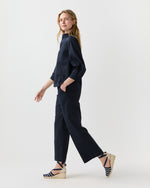 Load image into Gallery viewer, Frankie Cropped Pant in Navy Stretch Cotolino
