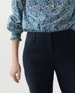Load image into Gallery viewer, Frankie Cropped Pant in Navy Stretch Cotolino
