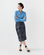 Load image into Gallery viewer, Aurora Skirt in Indigo Floral Sequin Embroidered Twill
