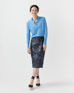 Load image into Gallery viewer, Aurora Skirt in Indigo Floral Sequin Embroidered Twill
