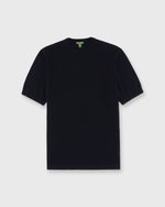 Load image into Gallery viewer, Short-Sleeved Crewneck Sweater in Navy Ice Cotton
