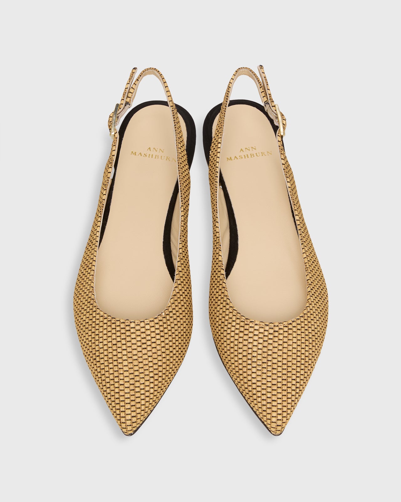 Pamela Slingback Flat in Raffia Camel