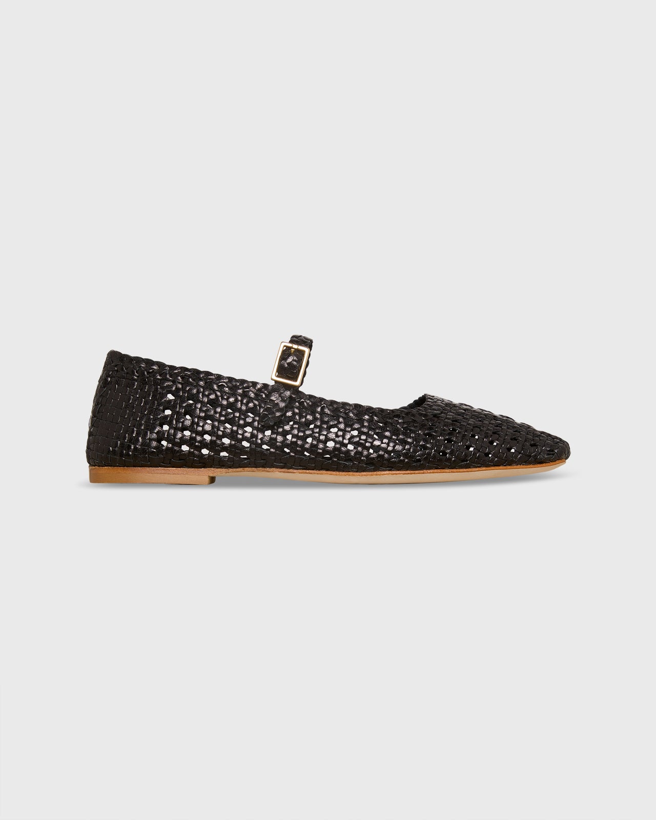 Handwoven Mary Jane in Black Woven Leather