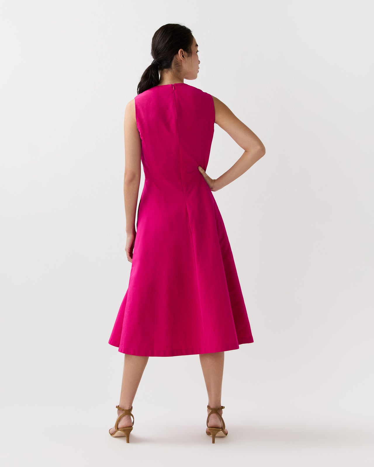 Amanda Dress in Pink Nylon Faille