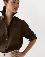 Load image into Gallery viewer, Weekender Shirt in Brown Cotton/Nylon Poplin
