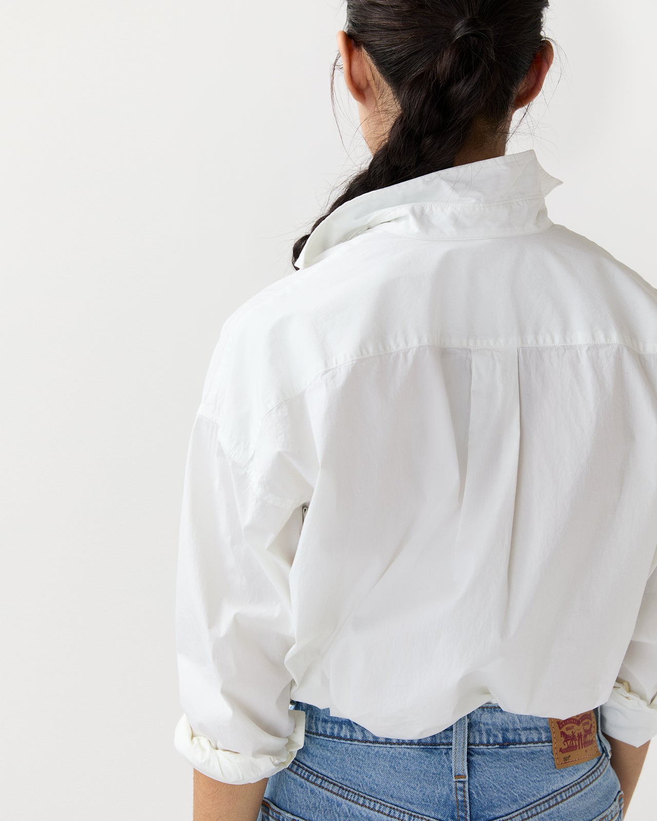 Weekender Shirt in White Cotton/Nylon Poplin
