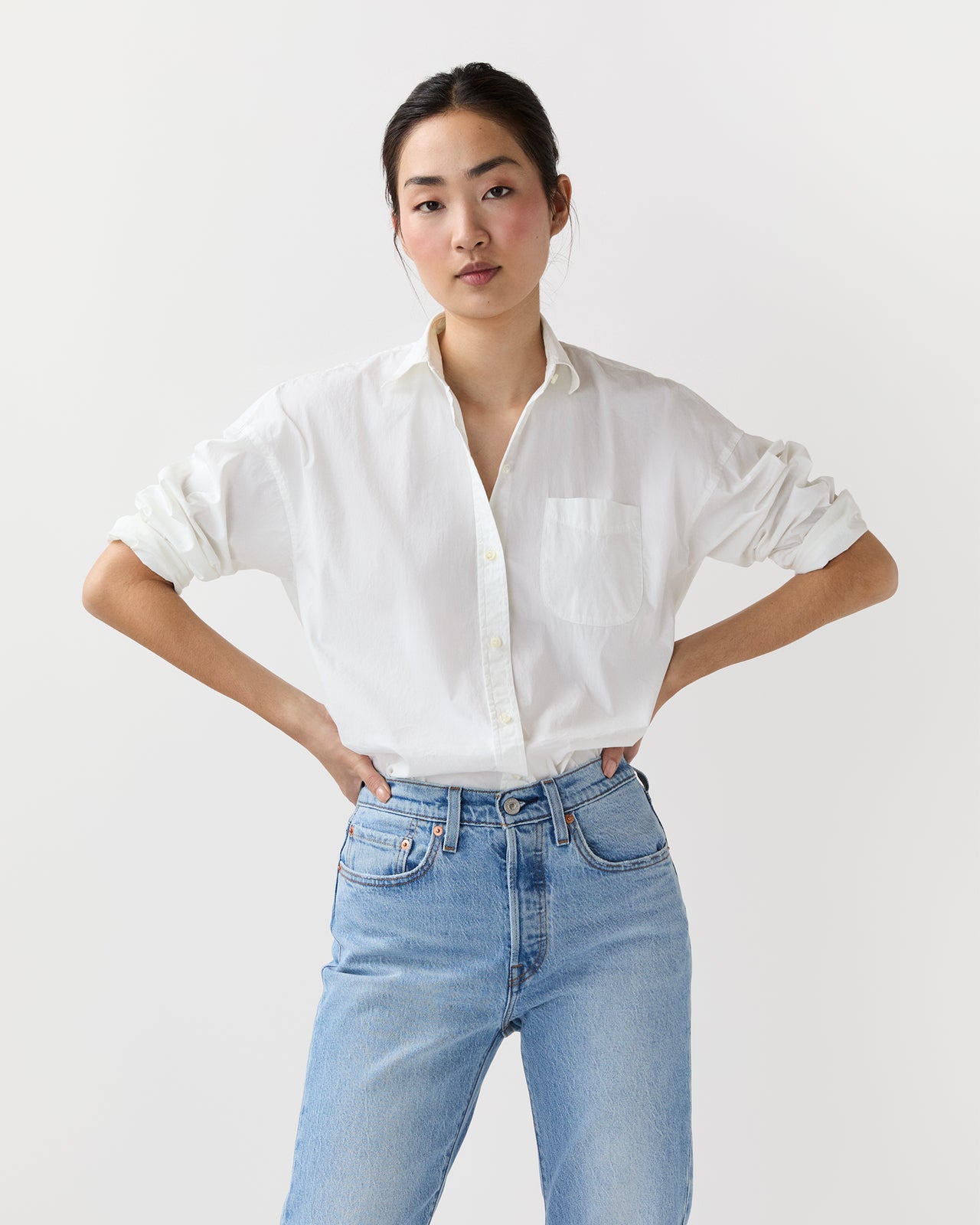 Weekender Shirt in White Cotton/Nylon Poplin
